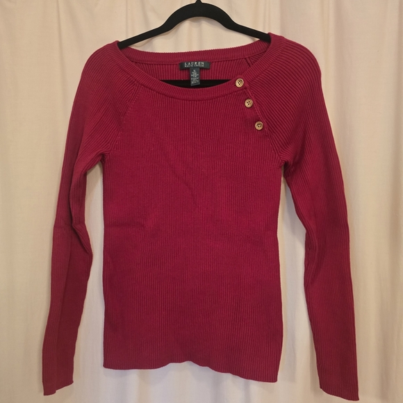 Women's Ribbed Pink Sweater - Picture 2 of 6